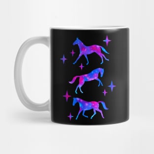Nebula Watercolor Horses (Black Background) Mug